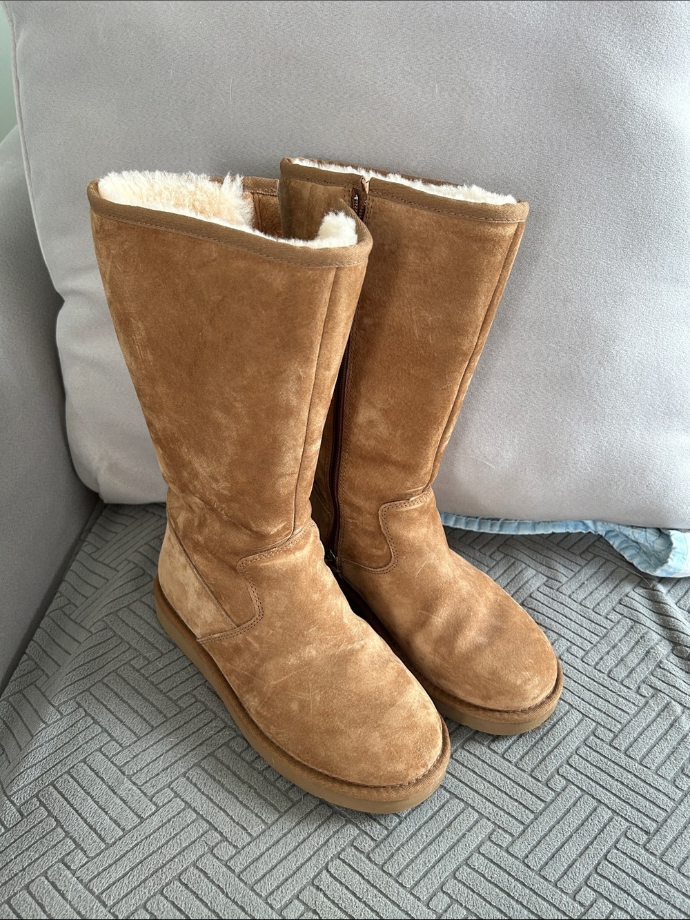 UGG Suede fleece Lined Tall Boots - Caramel